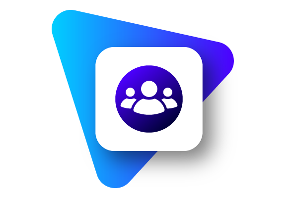 Users icon on triangle.